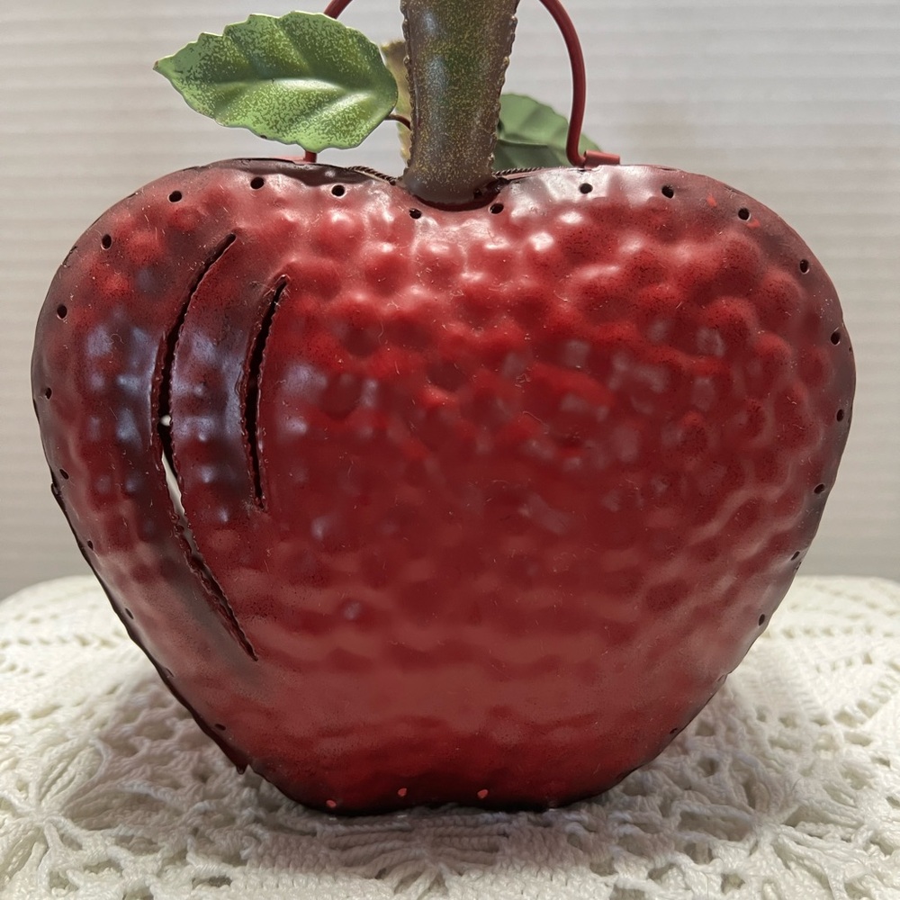Metal apple shaped tea light holder